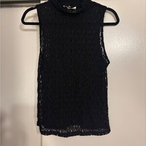 Frame Denim Black Lace Sleeveless Blouse